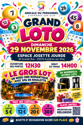 Affiche du Grand Loto de l'Amicale du Personnel