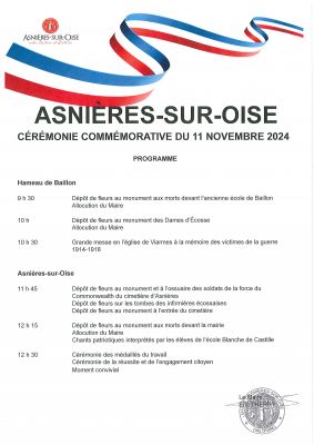 Programme commémoration du 11 novembre 2024