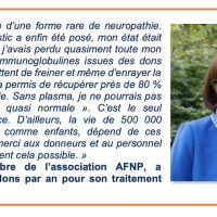 Christine, membre de l’association AFNP, a besoin de 585 dons par an pour son traitement hebdomadaire