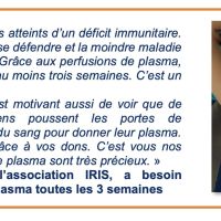 Céline, membre de l’association IRIS, a besoin d’environ 20 dons de plasma toutes les 3 semaines